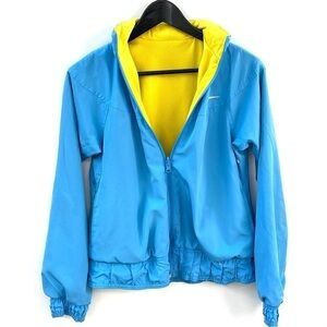 Retro Nike Fit Dry Reversible Windbreaker in Yellow & Blue, Size X-Small